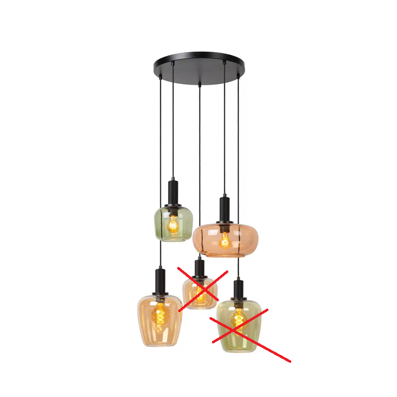 Lucide Pendelleuchte Ilona Glas Multicolor ø 45 Cm 5 Flammig Siehe Text/Foto B-Ware