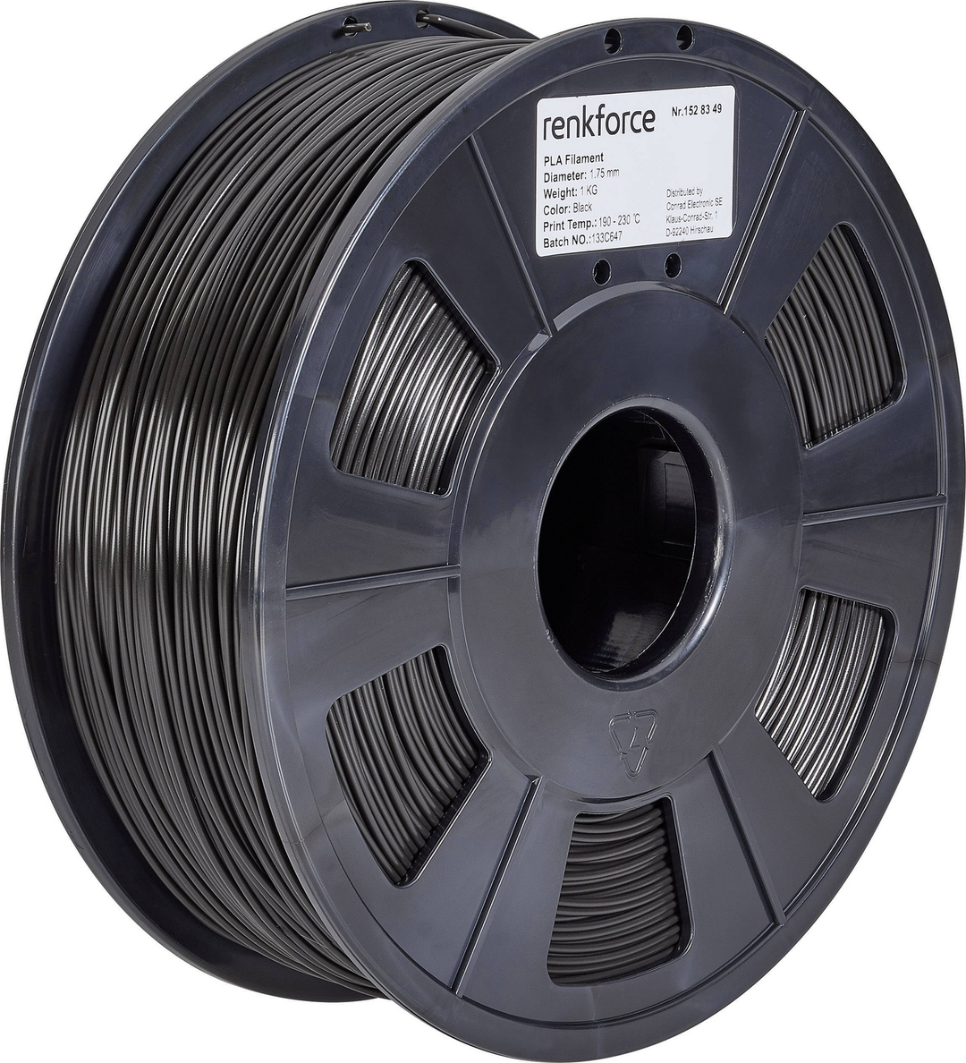 Renkforce Filament Pla Schwarz 2.85mm 1 Kg 3 D Drucker Material Kunststoff B-Ware - 4064161044194