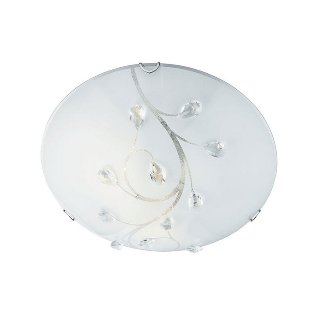 Searchlight Glas Deckenleuchte Deckenlampe Flush Flower Weiß ø 30cm B-Ware