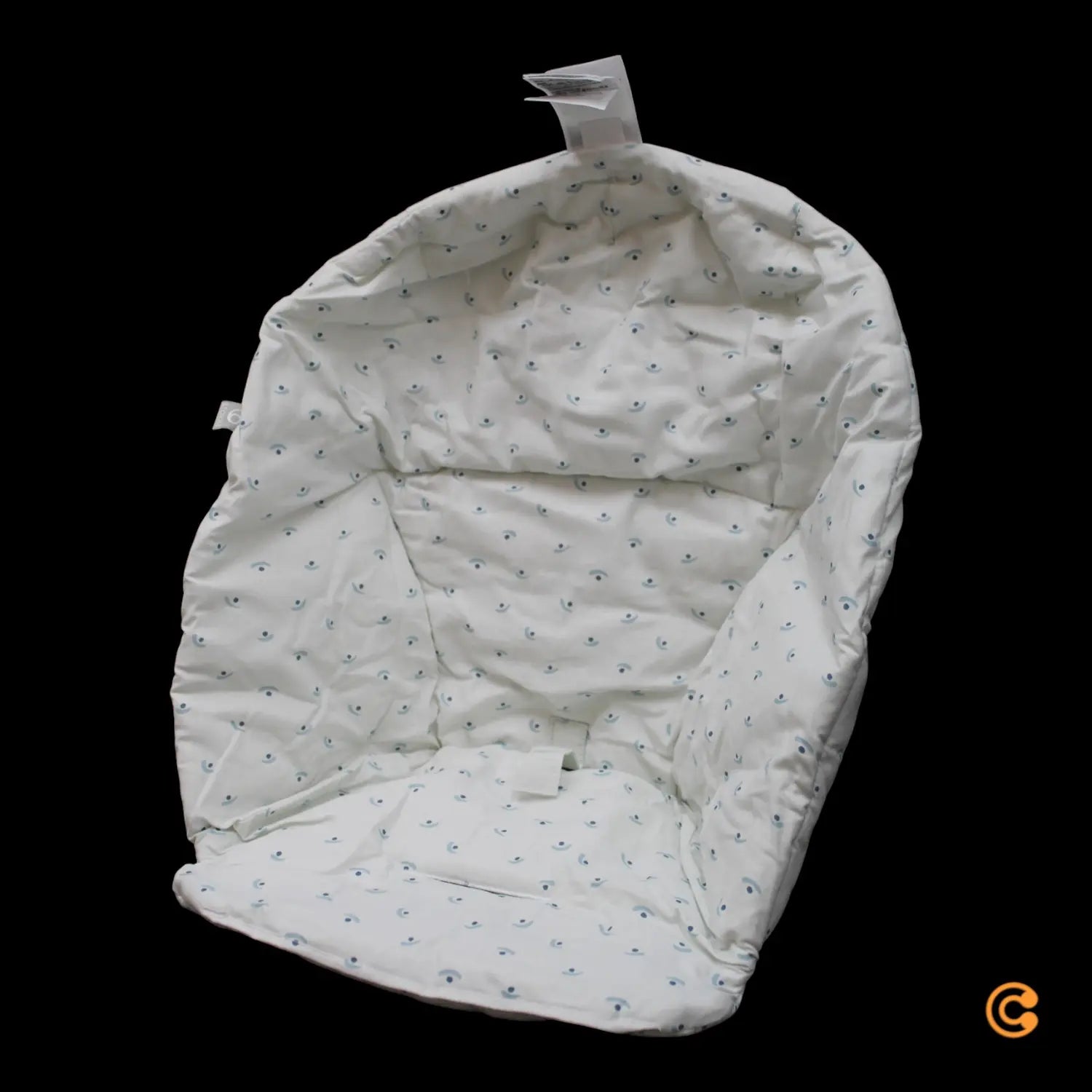 B-Ware Stokke Clikk Kissen Sitzauflage Hochstuhl Blueberry Boat Bio Baumwolle Blau Weiß