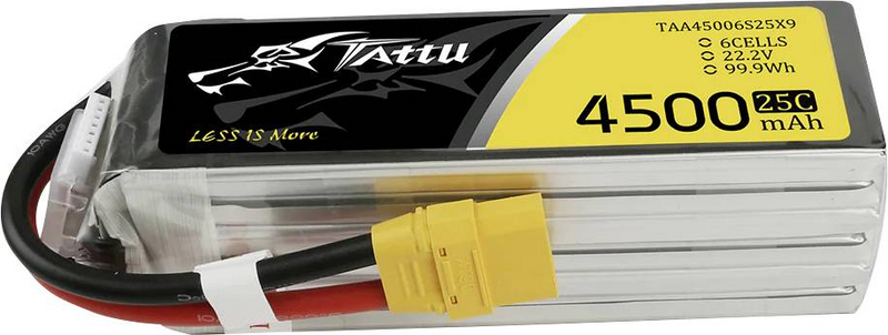 Tattu 22.2 V 4500m Ah Zellen Zahl: 6 25 C Softcase Xt90 Modellbau Akkupack Li Po B-Ware