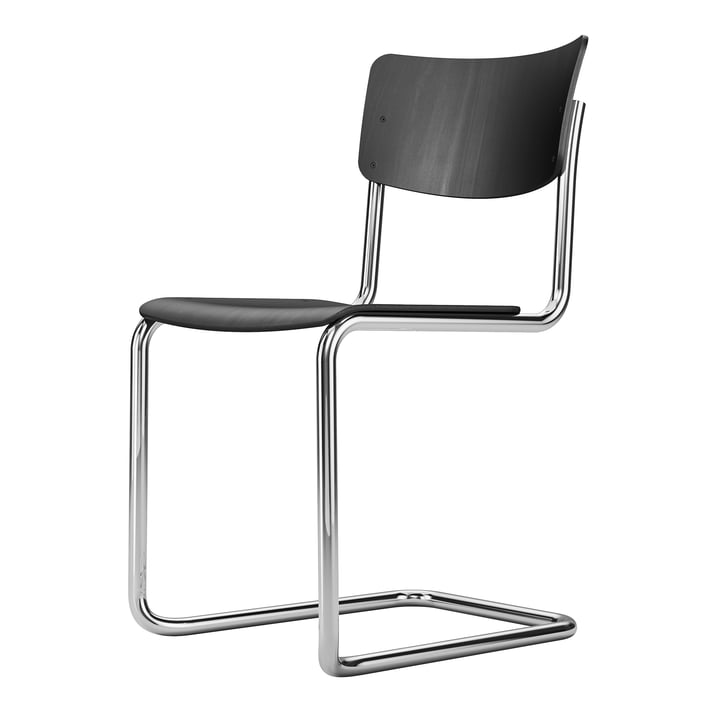 Thonet S 43 Stuhl Freischwingerstuhl Freischwinger Designstuhl Weiß Buche hell