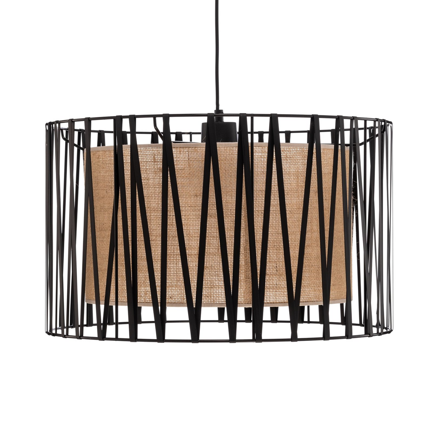 Tk Lighting Hängeleuchte Pendelleuchte Harmony Lampe Schwarz Jute Natur ø 50 Cm  B-Ware - 5901780545574