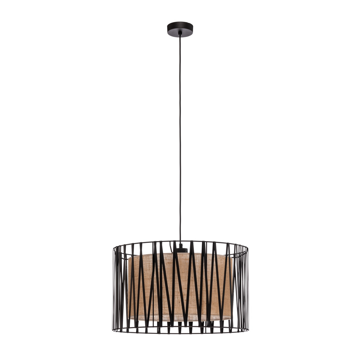 Tk Lighting Hängeleuchte Pendelleuchte Harmony Lampe Schwarz Jute Natur ø 50 Cm  B-Ware - 5901780545574