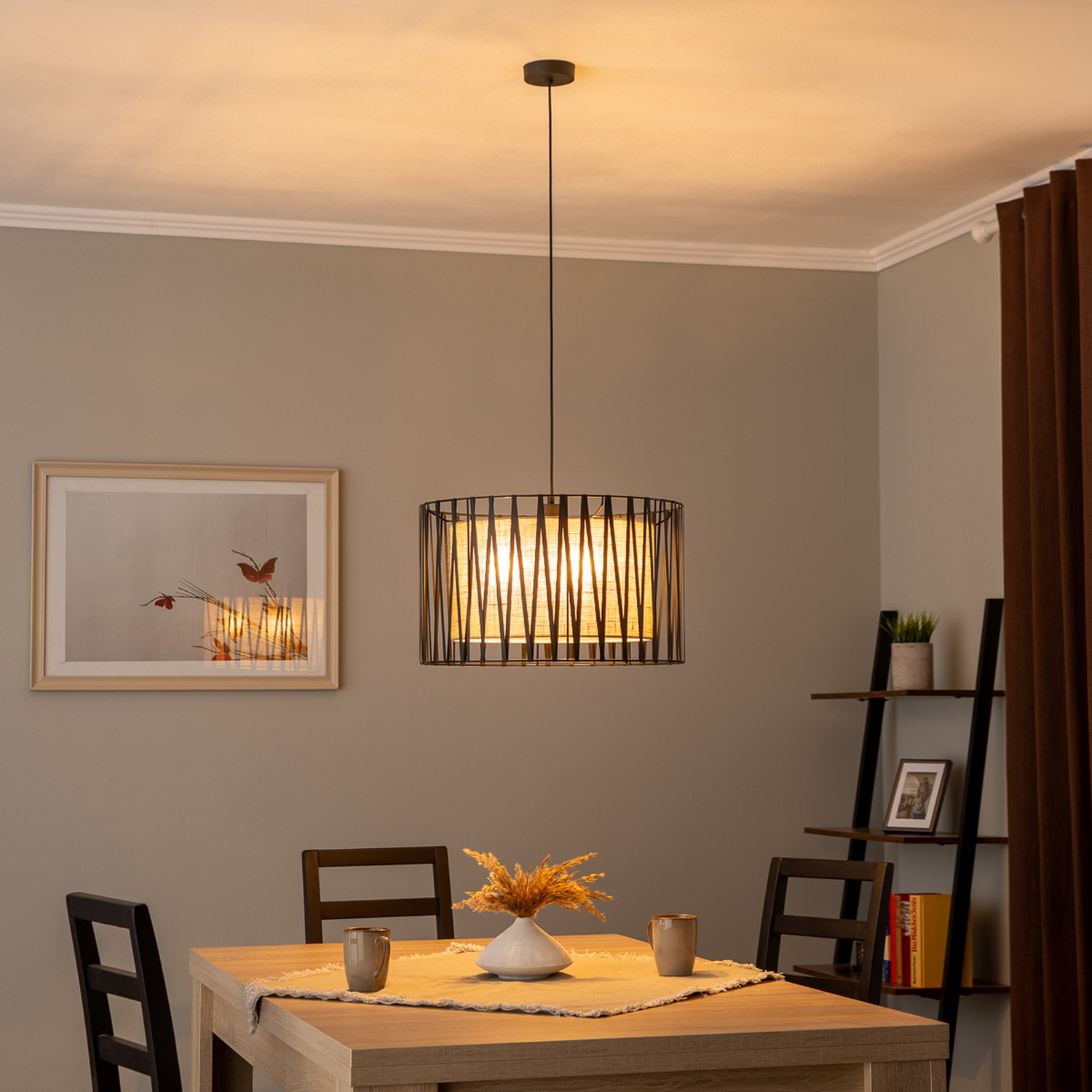 Tk Lighting Hängeleuchte Pendelleuchte Harmony Lampe Schwarz Jute Natur ø 50 Cm  B-Ware - 5901780545574