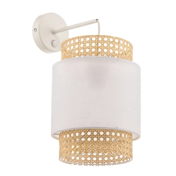 B-Ware Tk Lighting Wandleuchte Boho Lampe Wandbeleuchtung Rattan Weiß Wohnraum