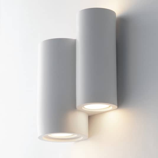 Eco Light Wandleuchte Banjie Wandlampe Leuchte Lampe Aus Gips Zwei Zylinder Weiß B-Ware
