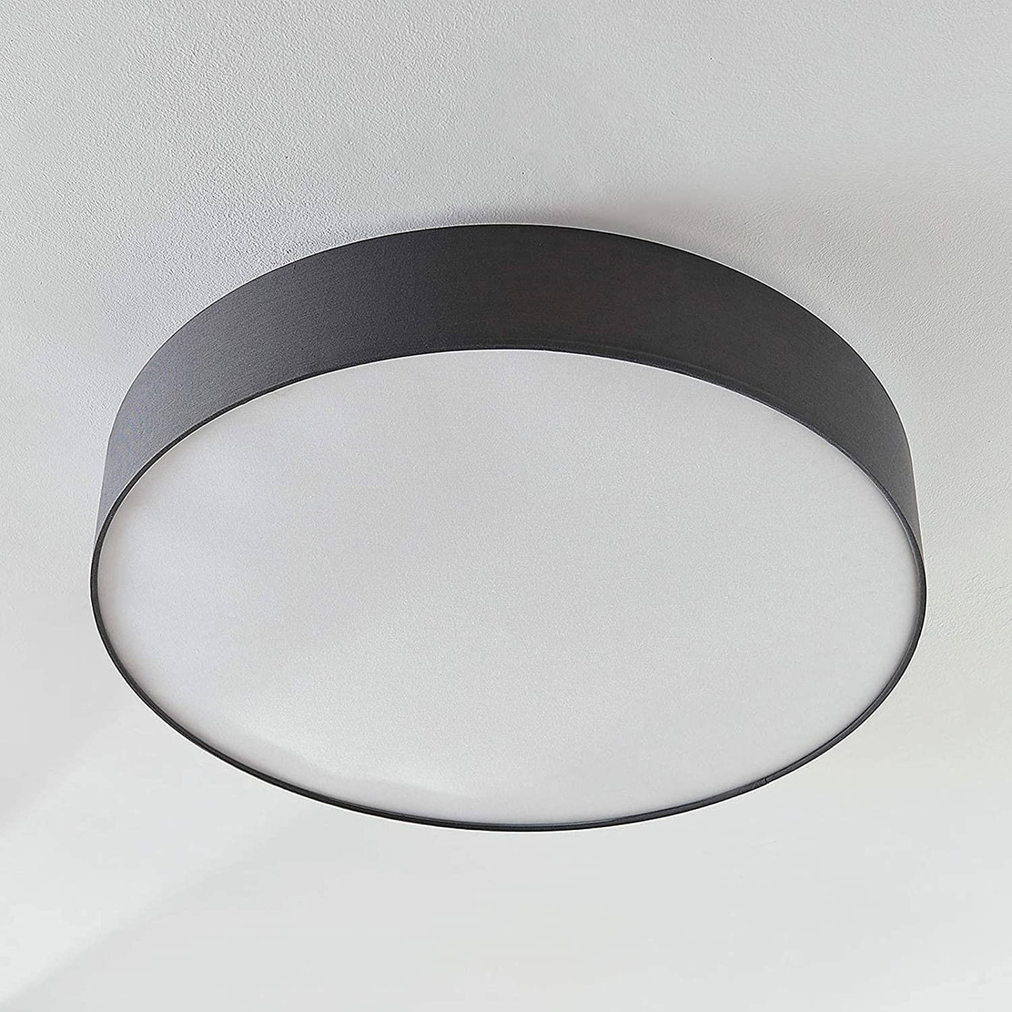 Lindby Stoff-Deckenlampe Gordana Deckenleuchte Lampe Leuchte E27 Grau Ø 76 cm430