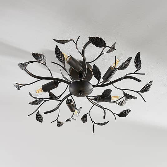 Lindby Deckenlampe Deckenleuchte Lampe Leuchte Yos Blattoptik 5-flmg E14 schw336