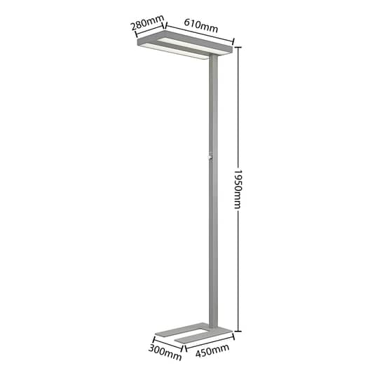 ELC Curina LED-Büro-Stehleuchte Stehlampe Standleuchte Leuchte LED Dimmer silber