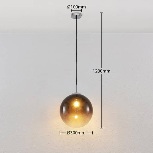 Lindby Robyn Glas-Pendelleuchte Pendellampe Lampe Leuchte einflammig silber