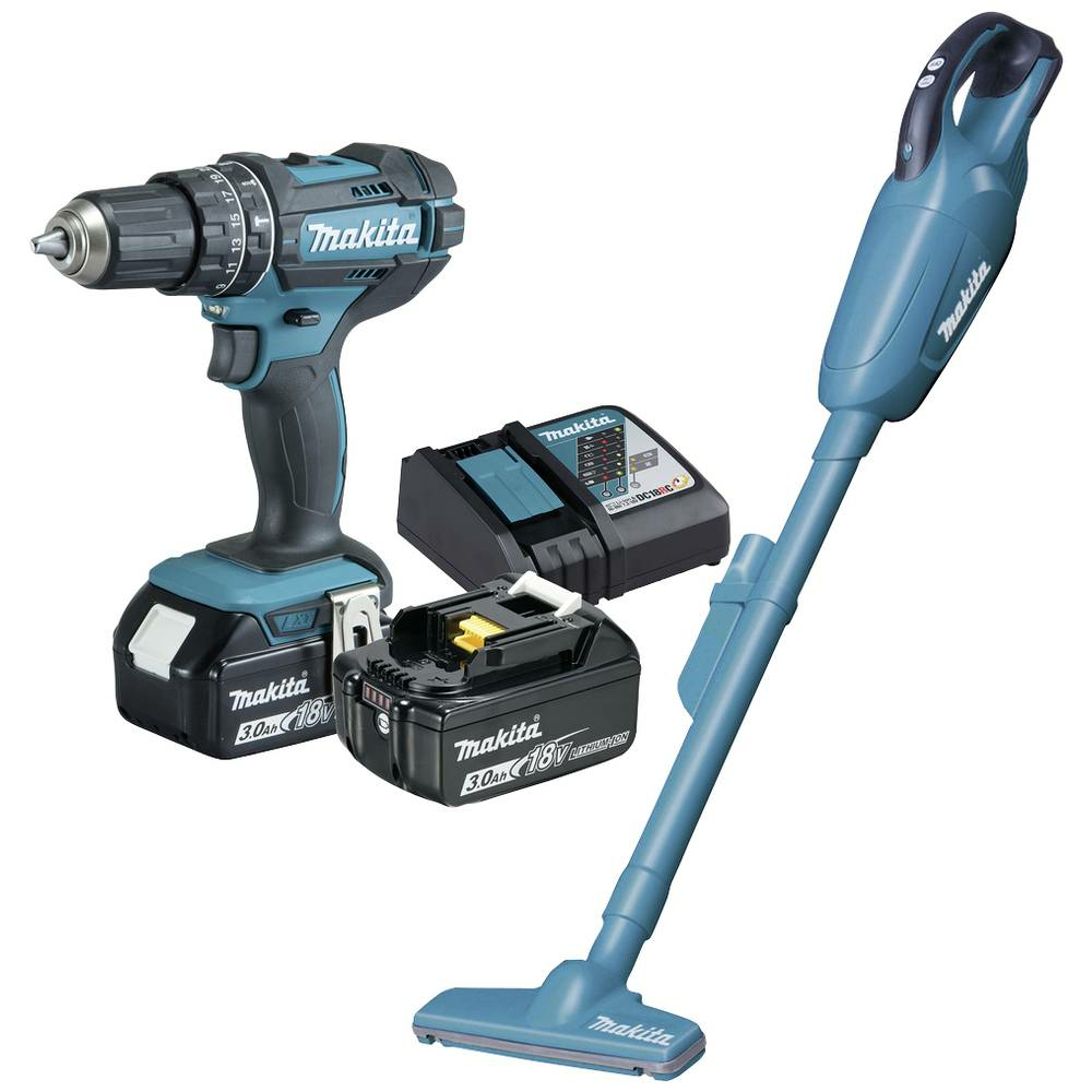 Makita Akku-Kombo-Kit 18V DHP482 Akkuschrauber DCL181F 3Ah 2 Akkus + Ladegerät