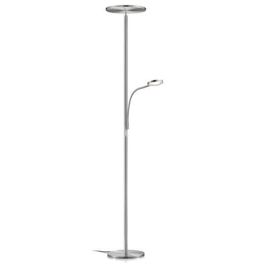 Knapstein LED-Deckenfluter Hades Standleuchte mit Leselampe Lampe nickel dimmbar