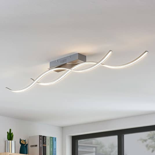 Lindby LED-Deckenleuchte Safia in Wellenform, zweiflammig Lampe Leuchte 27,5W