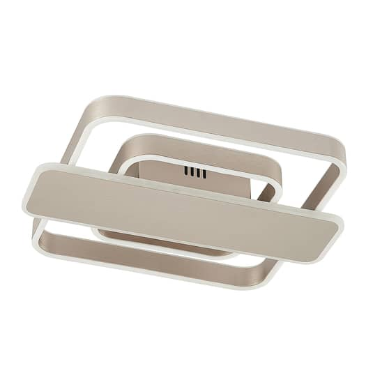 Lucande Linetti LED-Deckenlampe Deckenlampe Deko-Deckenlicht eckig nickel 40cm