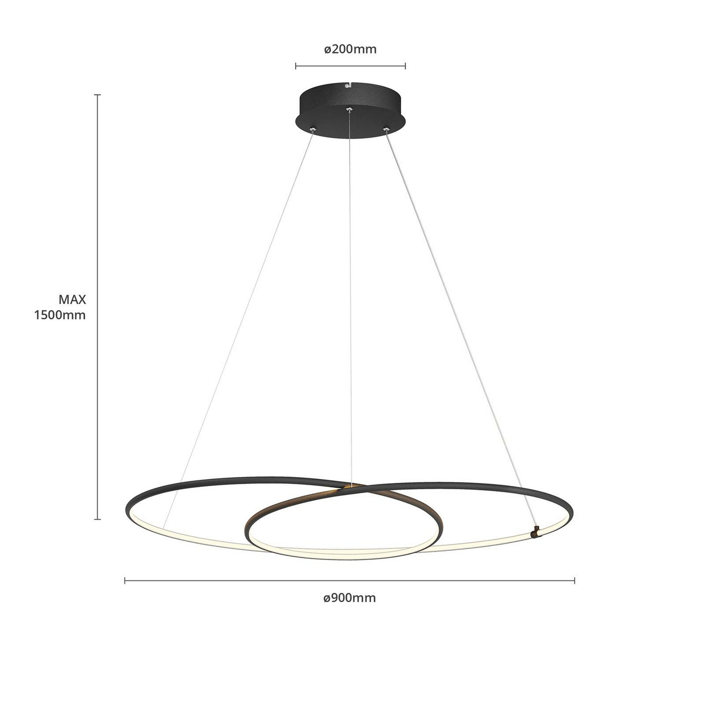 Lindby Lucy LED-Hängeleuchte Hängelampe Lampe Leuchte 37 W Ø 90cm schwarz m825