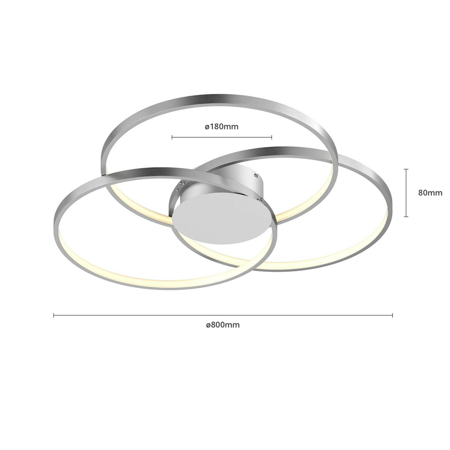 Lindby Riley LED-Deckenleuchte Deckenlampe Lampe Leuchte dimmbar alu 40W Ø 80706