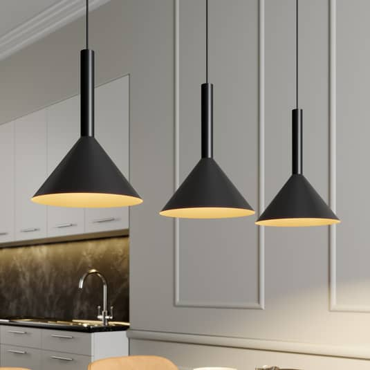 Arcchio Tadej Pendellampe Pendelleuchte Lampe Leuchte 3-flammig schwarz gold