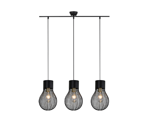 Trio Lighting Pendelleuchte Pendellampe Hängelampe Dave dreiflammig E27 schwarz