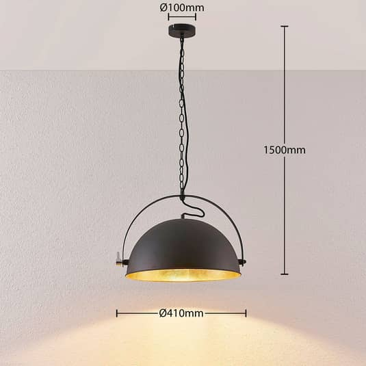 Lindby Hängeleuchte Muriel Deckenleuchte Pendellampe Deckenlampe schwarz gold