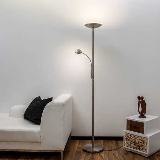Malea LED-Deckenfluter Deckenlampe Deckenlampe Lampe Leuchte Lesearm nickel