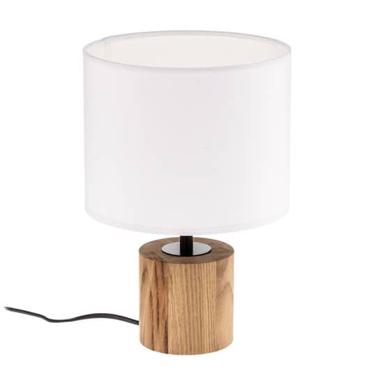 Euluna Tischleuchte Tischlampe Lampe Leuchte Tidas Eiche geölt Ø 20 cm weiß 230V