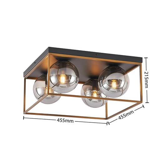 Lindby Josipa Deckenlampe Käfig Rauchglas 4-flg. Deckenleuchte Deko-Deckenlicht