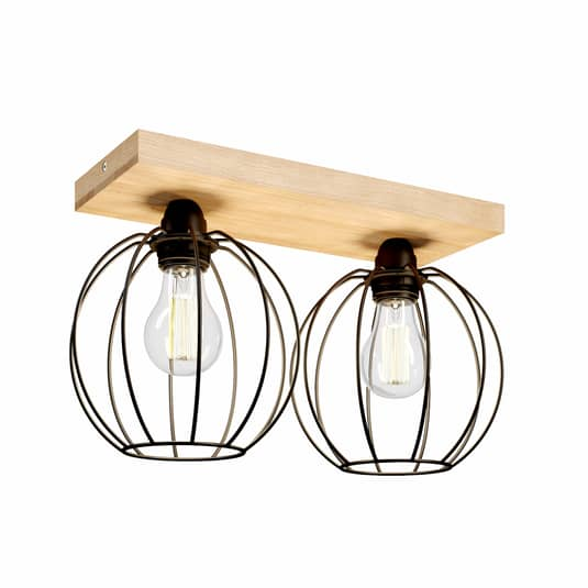 Euluna Deckenleuchte Dorett Eichenholz zweiflammig Deckenlampe Deckenlicht E27