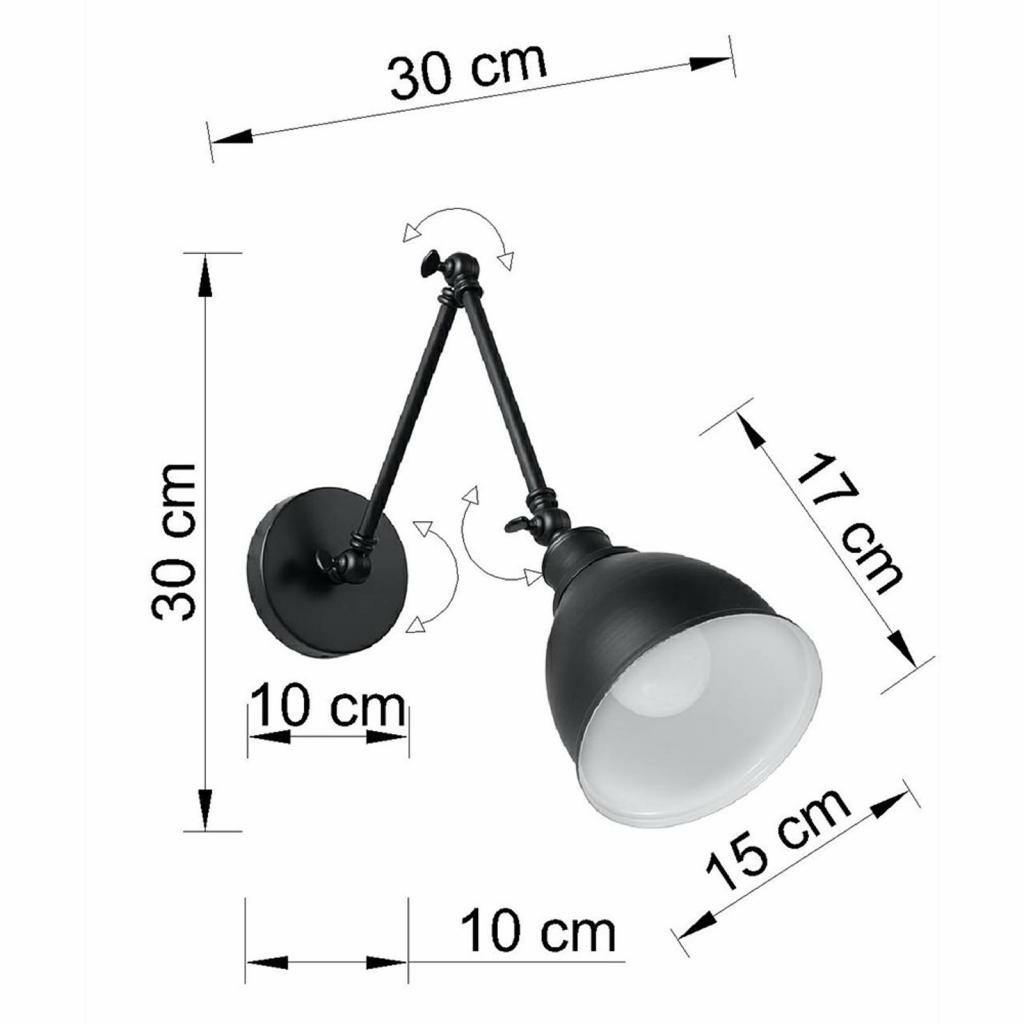 Euluna Wandlampe Loki in Schwarz mit drei Gelenken Wandleuchte Leselampe Leuchte