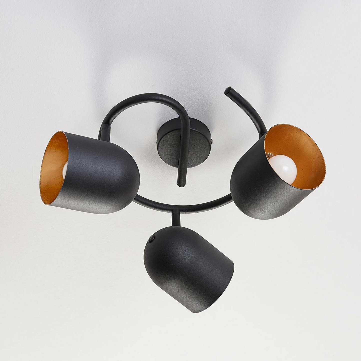 Lindby LED-Deckenstrahler Morik Deckenlampe Lampe 3-flammig E14 schwarz gold97