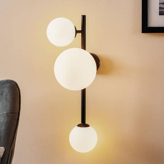 Euluna Wandleuchte Dione Wandlampe Lampe Leuchte Wohnzimmer 3 flammig schwarz