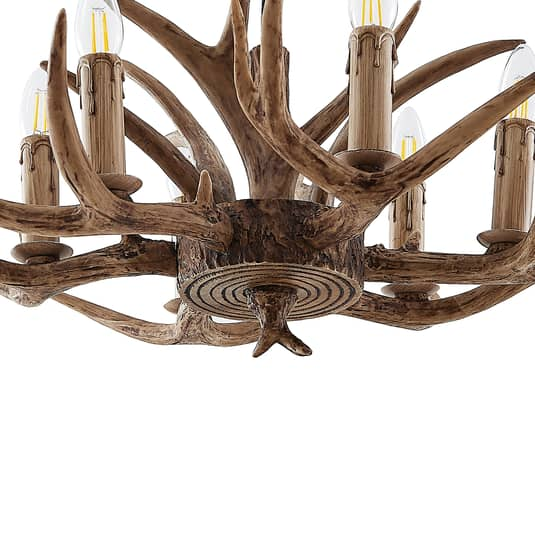 Lindby Tejask Hängelampe Hängeleuchte Kronleuchter Deckenlampe Geweih braun E14