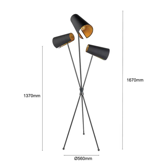 Lucande Coleris Stehleuchte Stehlampe Standleuchte Lampe Deko schwarz gold E27
