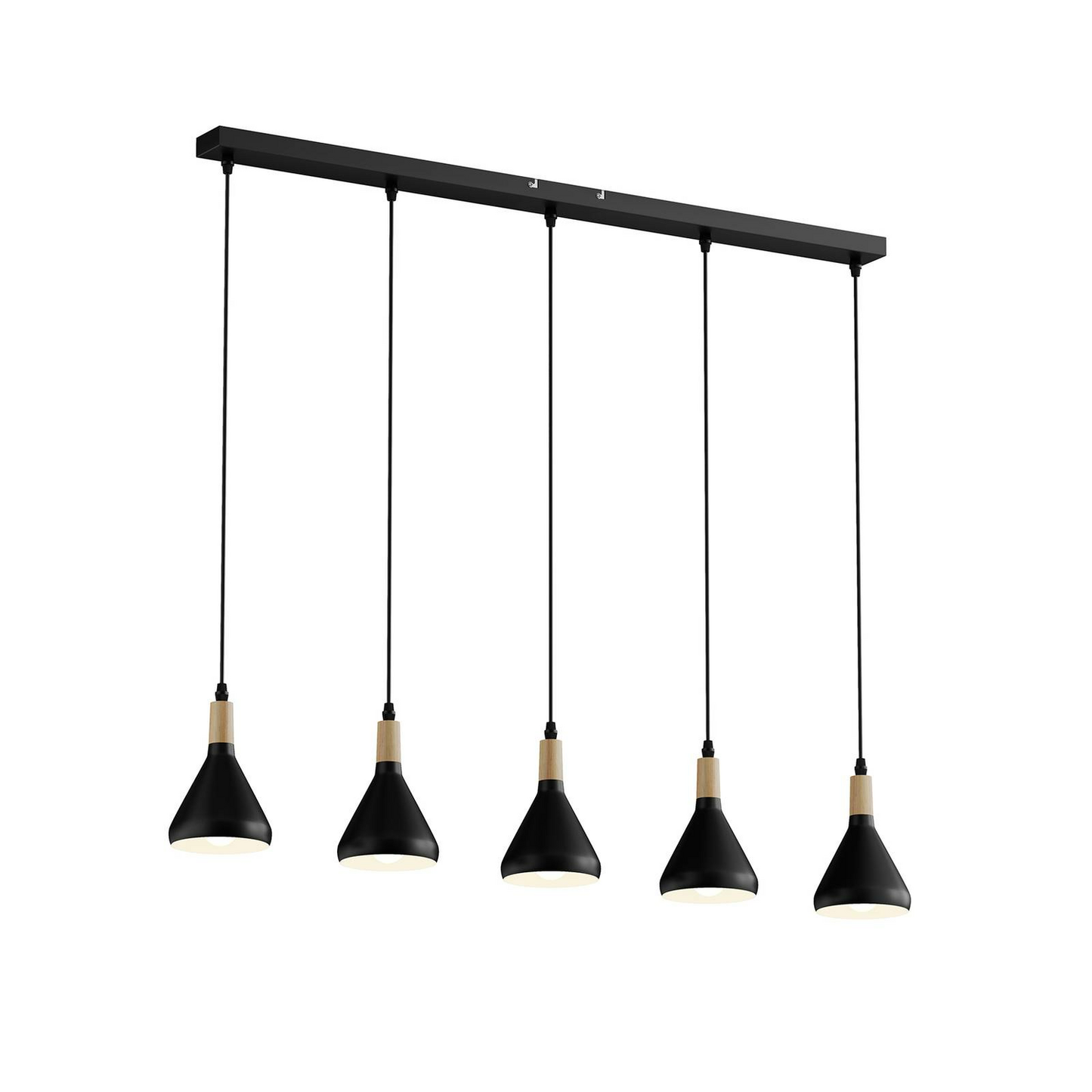 Lindby LED-Pendelleuchte Arina Hängelampe Deckenleuchte Lampe Schwarz 5-flam684