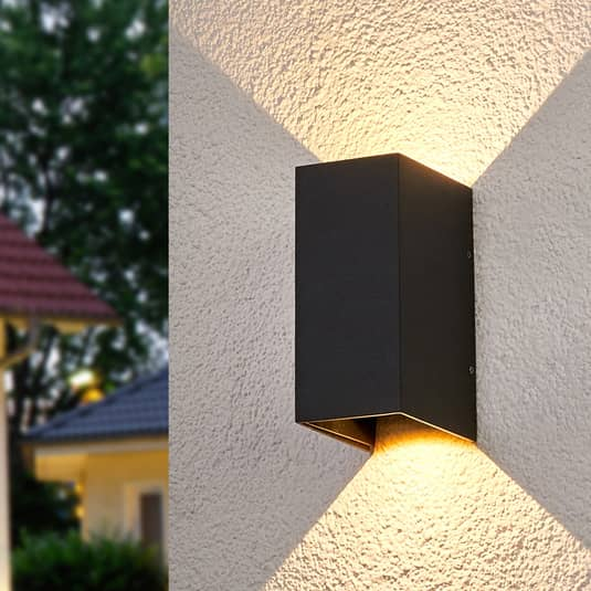 Lucande LED-Wandleuchte Kimian Außenlampe Wandleuchte Lampe Leuchte dunkelgrau L