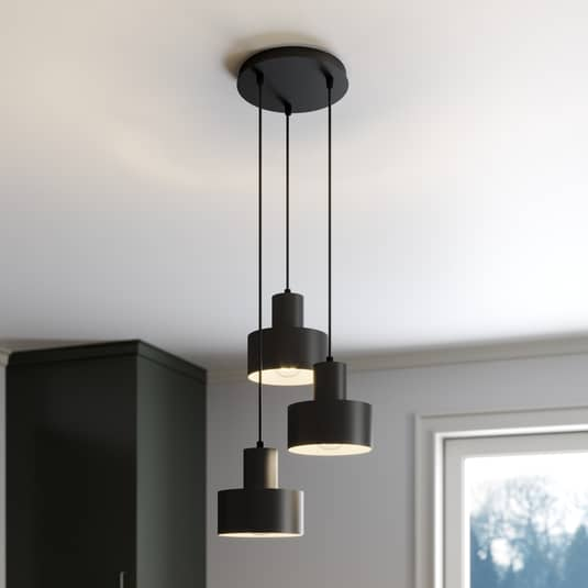 Sigma Lighting Hängeleuchte Rif Hängeleuchte Lampe Rondell dreiflammig E27 schwa