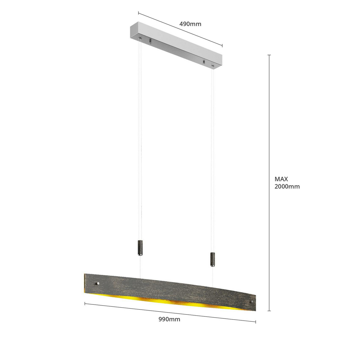 Lucande LED-Hängeleuchte Lio Hängelampe Pendelleuchte dimmbar Schwarz Gold-Dekor