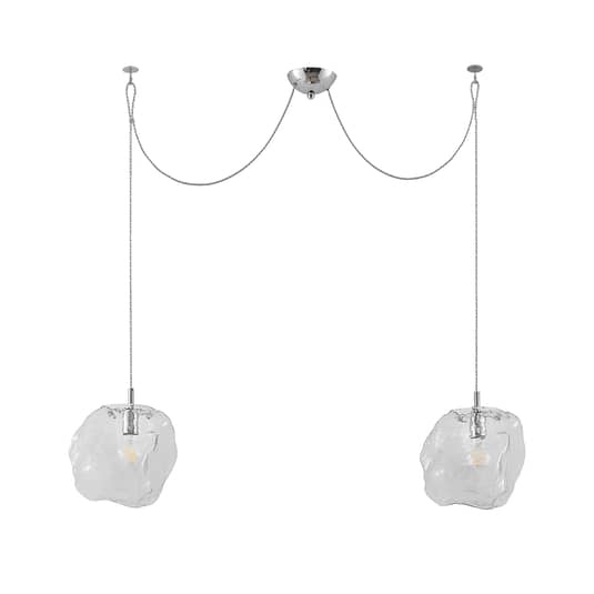 Lucande Valina Glas-Hängeleuchte Hängelampe Deckenlampe Deckenleuchte Chrom E27