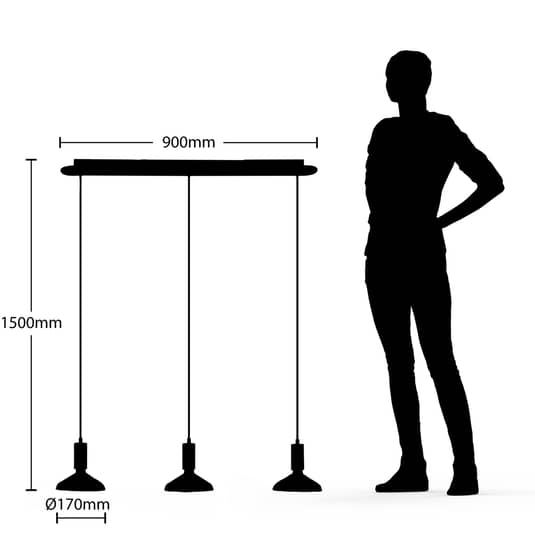 Arcchio Jaika Pendellampe Pendelleuchte Deckenlampe Hängelampe schwarz 3-flg E27