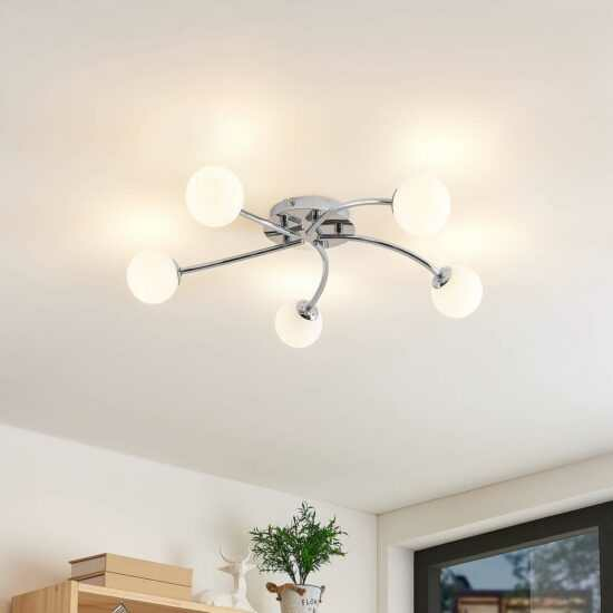 Lindby Chrissy Deckenlampe Deckenlampe Lampe Leuchte Decke 5-fl. silber 59 cm