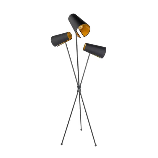 Lucande Coleris Stehleuchte Stehlampe Standleuchte Lampe Deko schwarz gold E27