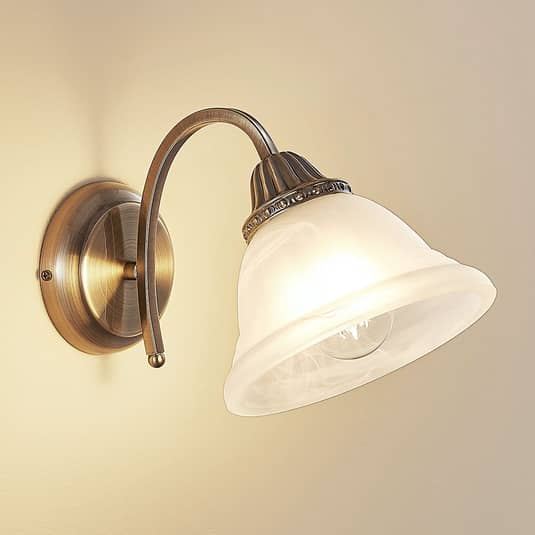 Lindby Gebogene Wandleuchte Mialina Wandlampe Wandlicht Lampe E27 messing w889