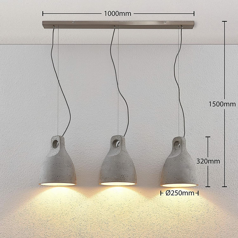 Lindby Ibu Pendelleuchte aus Beton Deckenleuchte Hängelampe Deko-Deckenlampe 626