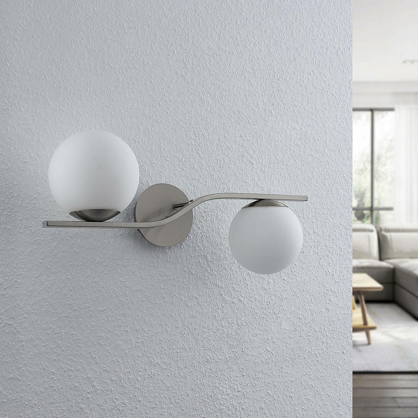 Lindby Avalyn Wandlampe Wandleuchte Lampe Leuchte Wand weiß nickel satiniert297