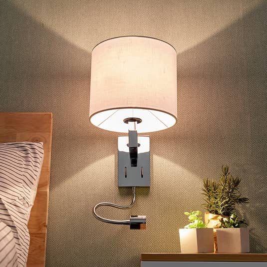 Lucande Stoff-Wandlampe Taron Leselicht Leselampe Wandleuchte Lampe Leuchte 889