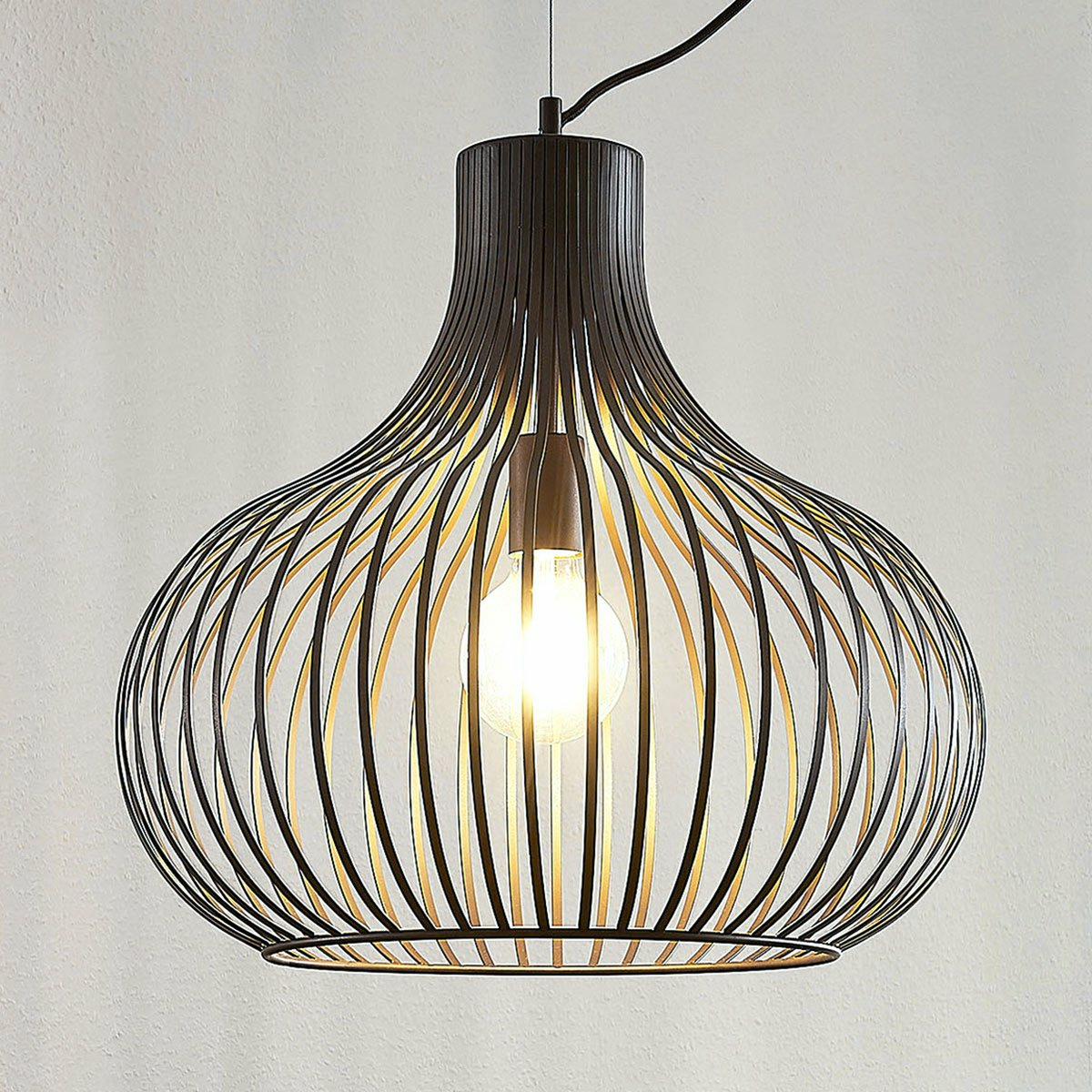 Lindby Frances Hängelampe Hängeleuchte Lampe Leuchte braun 1-fl. Ø 48 cm E27609