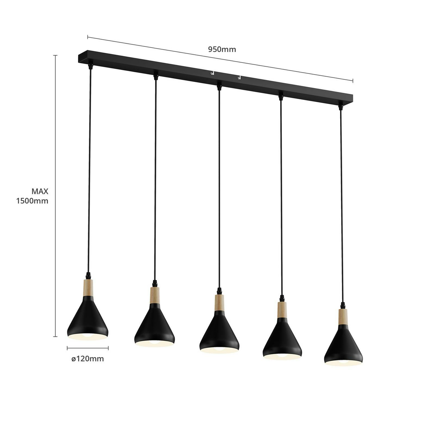 Lindby LED-Pendelleuchte Arina Hängelampe Deckenleuchte Lampe Schwarz 5-flam684