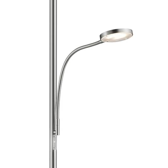 Knapstein LED-Deckenfluter Hades Standleuchte mit Leselampe Lampe nickel dimmbar