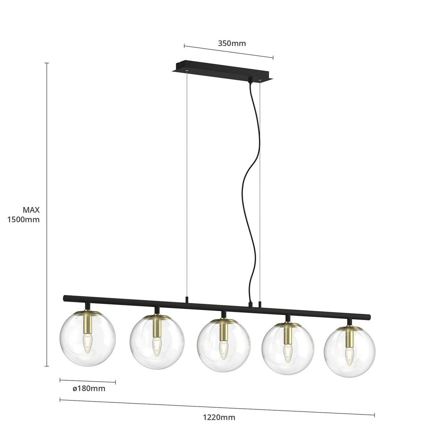 Lucande Sotiana Hängelampe Hängeleuchte Lampe Leuchte 5-flammig E14 Glas mess614