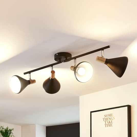 Lindby LED-Deckenlampe Lampe Leuchte Deckenlampe Arina Schwarz 4-flammig E14